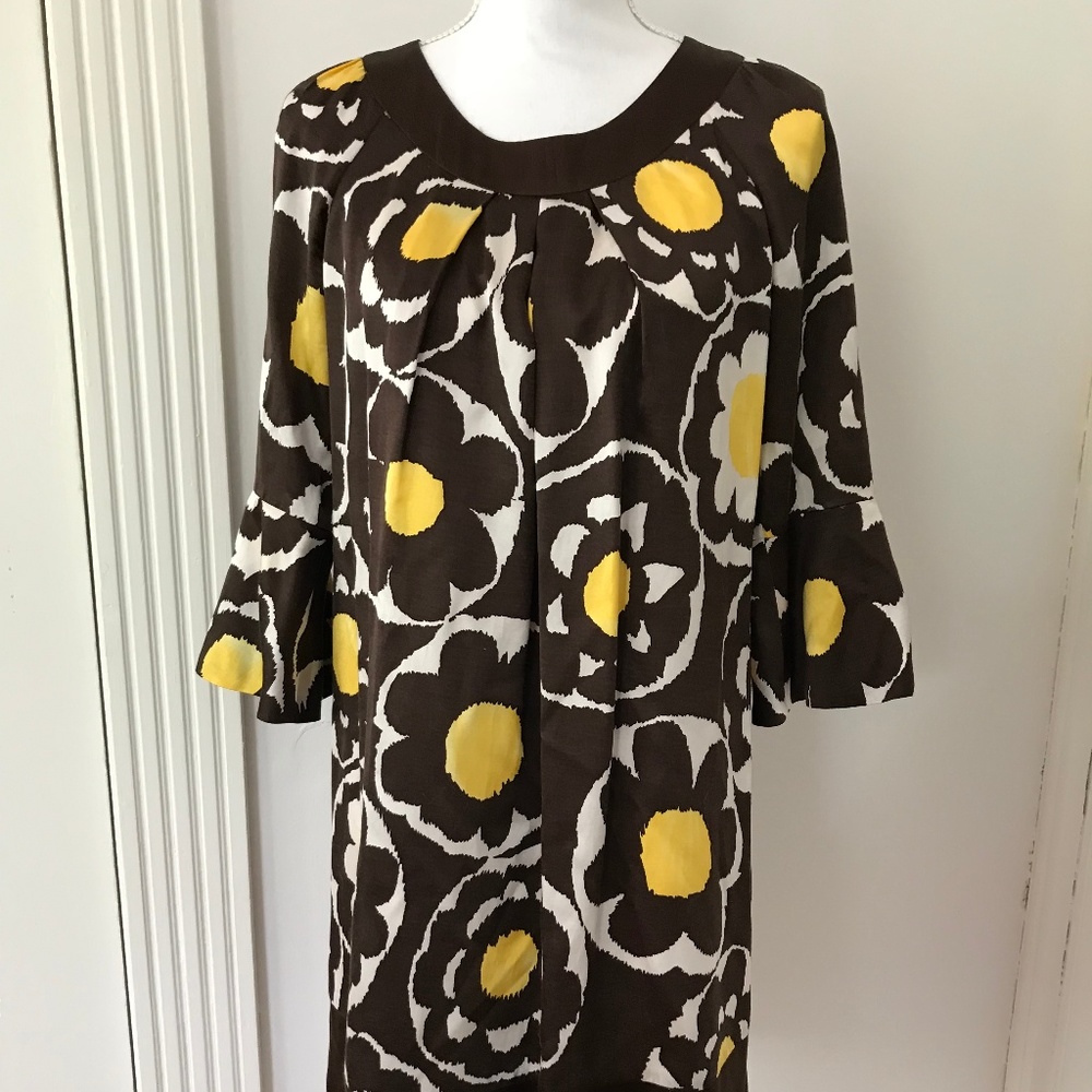 Sara Jane Brown Floral silk Shift Dress